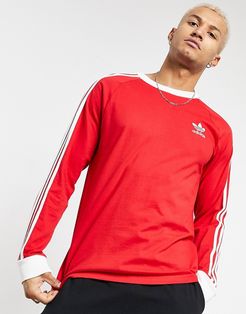 adicolor three stripe long sleeve t-shirt in red