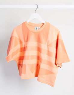 adicolor cropped large logo t-shirt in orange