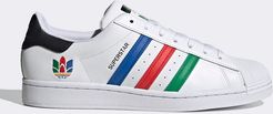 superstar sneakers in white with multi trefoil