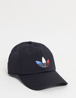 tri color strapback cap-Black