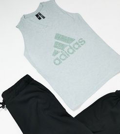 adidas Training Plus winners logo tank in blue-Blues