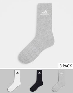 adidas Training 3 pack cushioned crew socks in multi