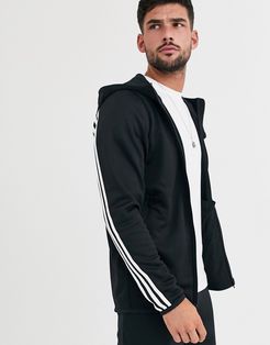 Adidas Training 3 stripe hoodie in black