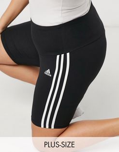 adidas Training Curve 3-Stripes legging shorts in black