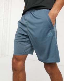 adidas Training three stripe shorts in blue