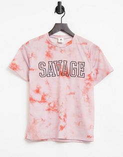 lounge 'Savage' T-shirt in orange tie dye