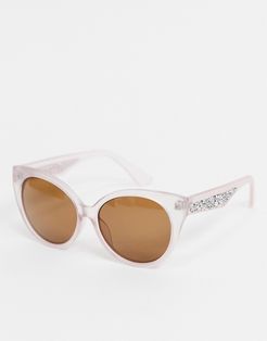 cat eye sunglasses in pink with embellishment