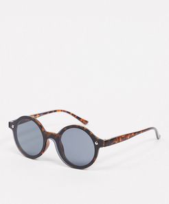 round rimless sunglasses in brown tort