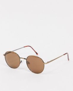 round sunglasses in bronze-Brown