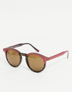 round sunglasses in burgundy-Red