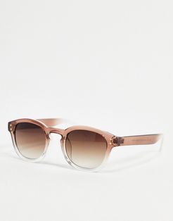 round sunglasses in champagne brown