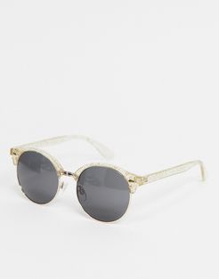 round sunglasses in glitter-Brown