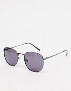 round sunglasses in gunmetal-Grey