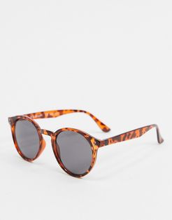 round sunglasses in tortoiseshell-Brown