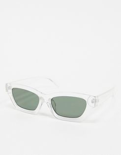 slim angled sunglasses in clear