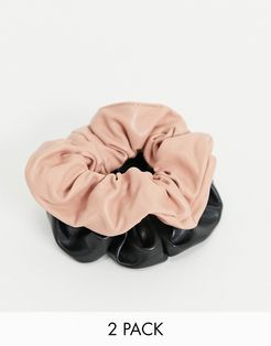 Greville 2 pack PU scrunchies in blush and black