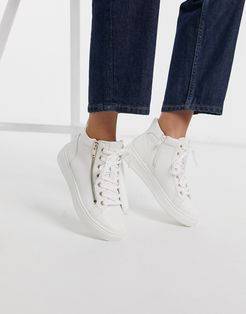 Harleigh hitop sneaker with zip detail-White