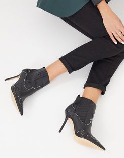 Kapone heeled ankle boot with studding in black