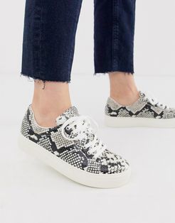 Lovireclya flatform lace up sneaker in snake-Multi