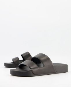 duo leather slider sandals in black