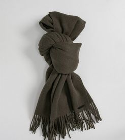 heavy wool blanket scarf in khaki-Green