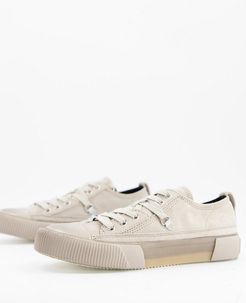 All Saints jazmin lace up sneakers in stone-Neutral