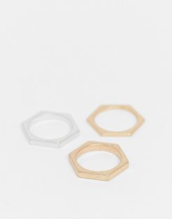 stackable rings set in mixed metals-Multi