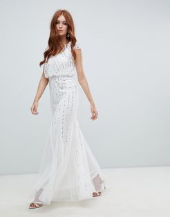 2-in-1 embellished wedding dress in ivory-White