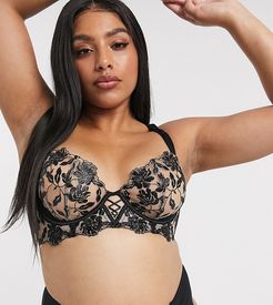 Cecelia floral embroidered bra in pink / black