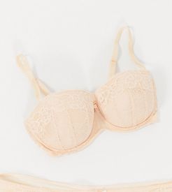 Curve Sexy Lace padded balconette bra in pale pink