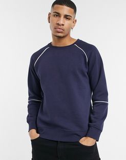 sweatshirt set with contrast piping in navy