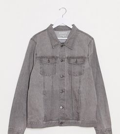 Tall slim fit gray wash denim jacket-Grey