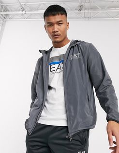Armani EA7 Core ID hooded logo jacket in gray