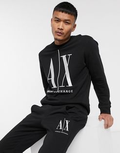 Icon AX large logo crew neck sweat in black