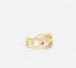 crystal chain ring in gold