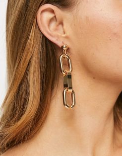 gold chain linked drop down earrings