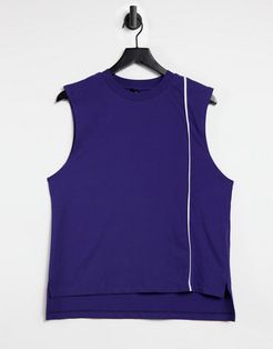 4505 boxy tank top in cotton-Navy
