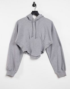 4505 cropped hoodie with corset detail-Grey