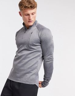 4505 icon muscle training sweatshirt with 1/4 zip in heather gray-Grey