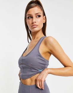 4505 sports bra with lingerie inspired seam detail-Grey