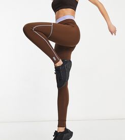 4505 Tall legging with contrast waist and seam detail-Brown