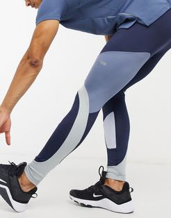 4505 training tights with contrast panels-Blue