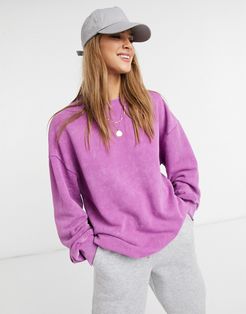 4505 unisex logo oversized sweatshirt in acid wash-Purple