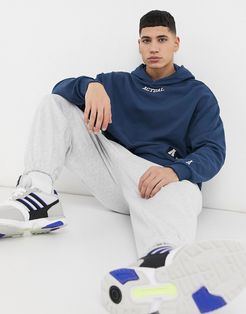 oversized hoodie with crossover neck detail in navy