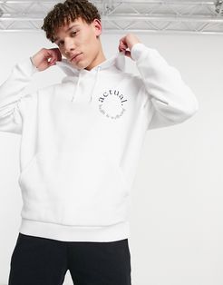 oversized hoodie with green circle logo chest print in white