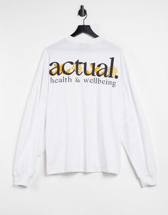 oversized long sleeve t-shirt with wellness back print in white