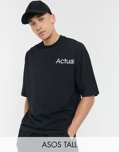 Tall oversized t-shirt in black with front and back print
