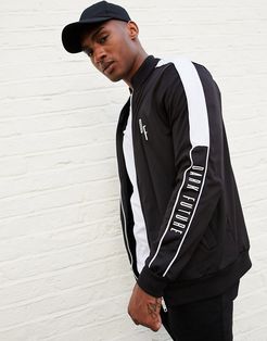 jersey track jacket with taping detail-Black