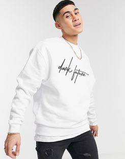 oversized sweatshirt in white with chest logo