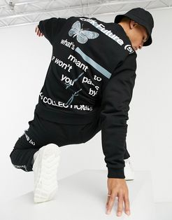 oversized sweatshirt with blurred graphic wellness print in black - part of a set